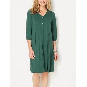 J.Jill size M 3/4 sleeve green button down relaxed dress